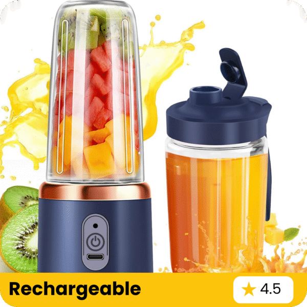 Portable Blender for Smoothies & Juices | 400ML Compact Jar for Soft Fruits | 40W Motor Crushes Ice | Auto-Stop After 40s | 1800mAh Rechargeable Juicer with Built-in Jar