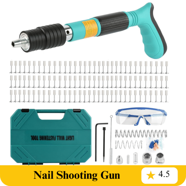 Nail Shooting Gun Kit with 100pcs Nails,5 Speed Adjustable Manual Steel Nail shooting Gun, Wall Fastening Power Tool, Portable Nail Shooting Machine, Wall Anchor Wire Slotting Device Household Decoration