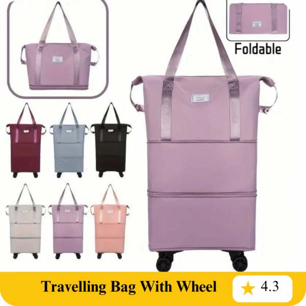 FRESH 2 Layer Nylon Duffle Bags/Convertible Travel Luggage with Wheels/Waterproof Traveling Bag for Clothes/Foldable - Extendable Duffle Luggages for Men and Women
