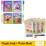 4-Pack Water Magic Coloring Books with Refillable Pens , Sank Magic Practice Copybook, (4 BOOK + 10 REFILL+ 1 Pen +1 Grip) for Kids(Combo Product)