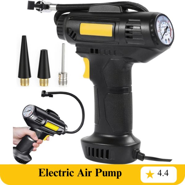 Portable Air Compressor Tire Inflator, 150PSI Electric Air Pump with Pressure Gauge, Fast Inflation Car Accessories with LED Light for Bike, Motorcycle, Tires, Sports Ball