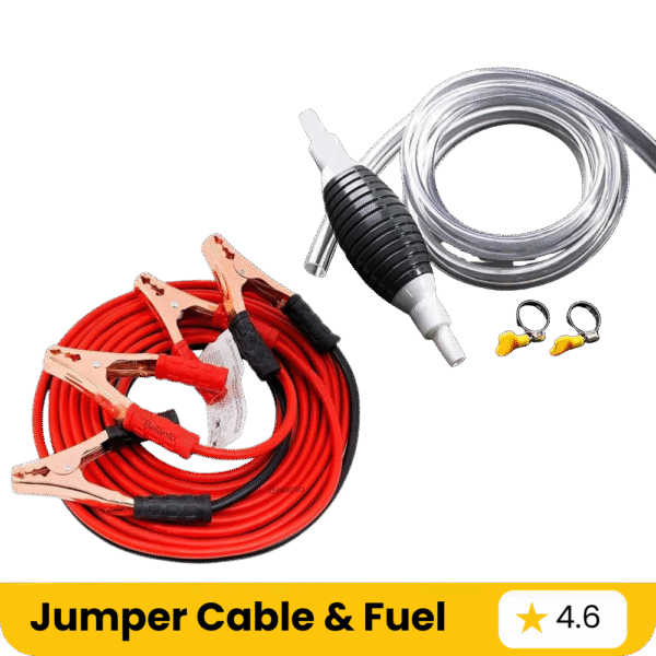 Car & Bike Emergency Combo – Booster Cables with Hand Fuel Pump