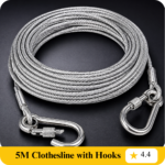 Bhavyta Ultra Strong 5M Stainless Steel Clothesline with Hooks ✨ | Heavy Duty Rustproof Drying Rope for Balcony, Travel & Outdoor Use(pack of 2)